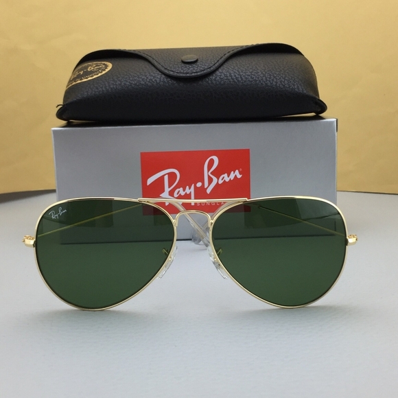 LIKE NEW RayBan Aviator RB3025 Green Lens Ray ban Sunglasses - Picture 9 of 14